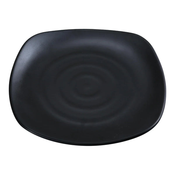 Yanco BP-1110 Black pearl-1 10" Black Melamine Square Plate with Matting Finish, Pack of 24