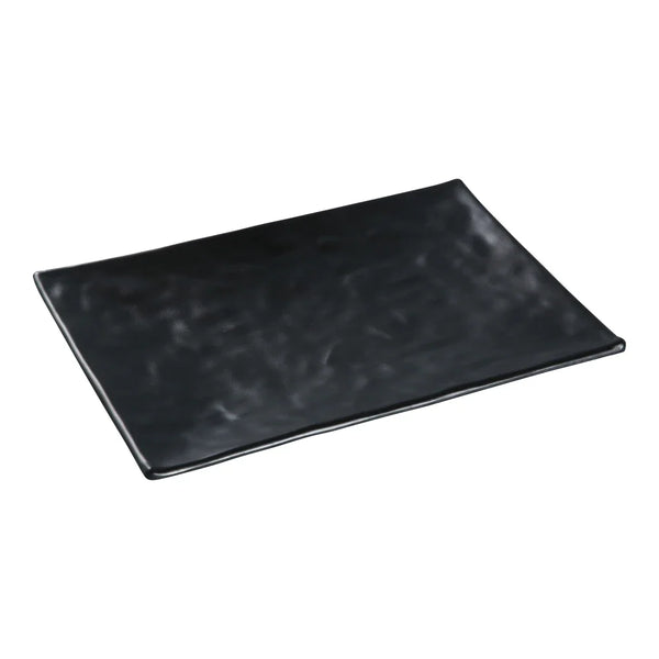 Yanco BP-2014 Black pearl-1 9" Black Melamine Rectangular Plate with Matting Finish, Pack of 12