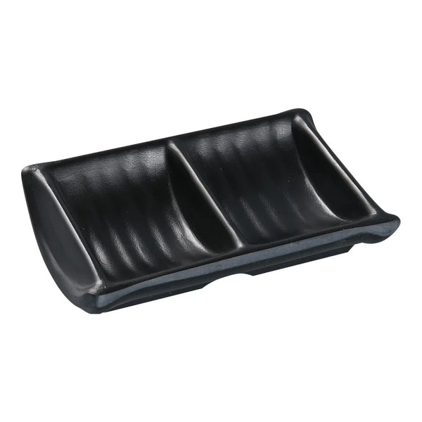 Yanco BP-4031 Black Pearl 2 Oz Black Melamine Double Sauce Dish with Matting Finish, Pack of 72