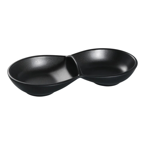 Yanco BP-4032 Black Pearl-2 4" Black Melamine Double Sauce Bowl with Matting Finish, Pack of 48