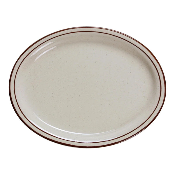 Yanco BR-13 9.50" Brown Speckled Platter, China, Pack of 12