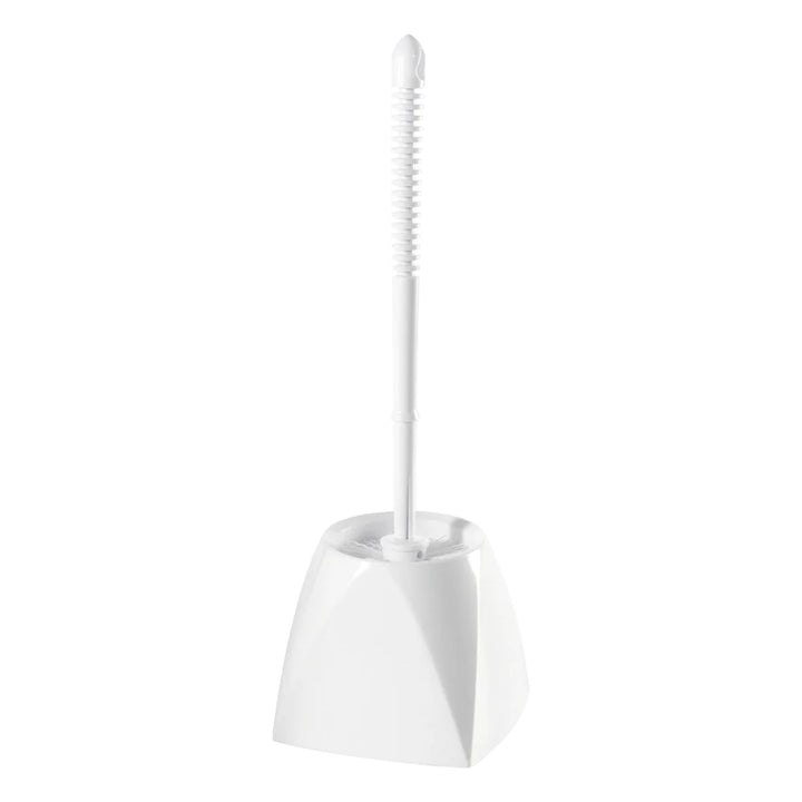 Winco BR-15SET White Polypropylene Toilet Bowl Brush with Caddy