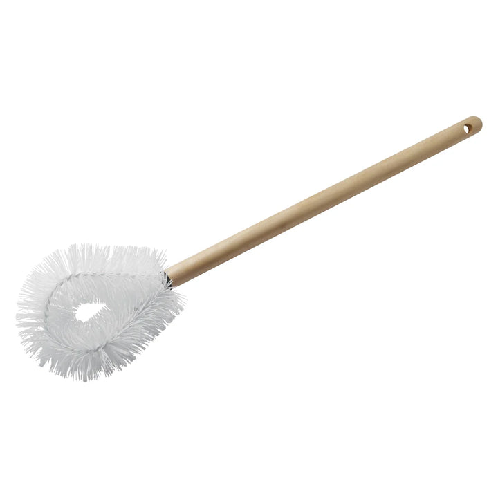 Winco BR-21W 21"L White Toilet Brush with Wood Handle