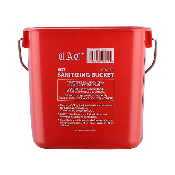 CAC China BTSZ-3R Bucket Sanitizing Red 3QT Case of 12 Pcs