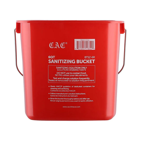 CAC China BTSZ-6R Bucket Sanitizing Red 6QT Case of 12 Pcs