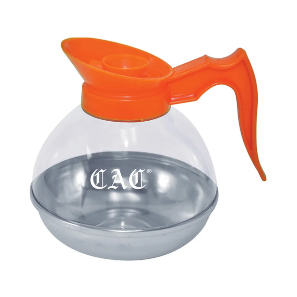 CAC China BVCD-64OR Coffee Decanter PC Orange 64oz SS Base /Each