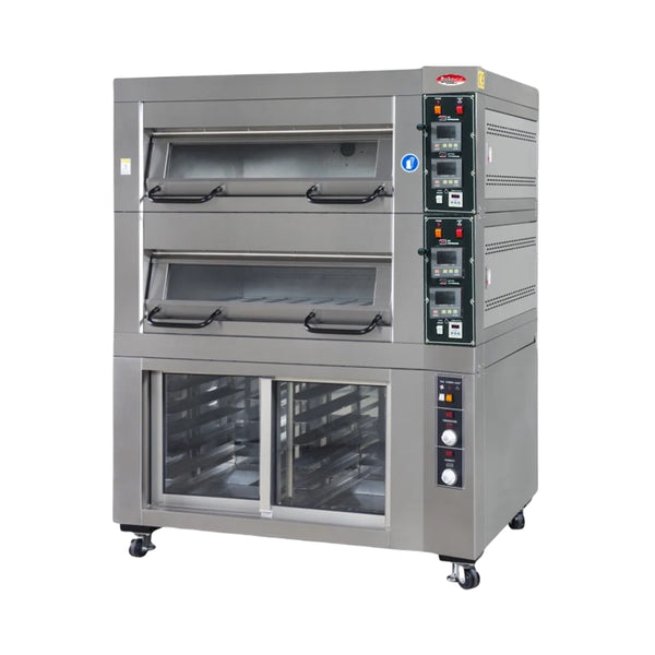 BakeMax BMDDD02 55" Double Deck Electric Oven, Accommodates (4) 18" X 26" Pans, 220/60/3