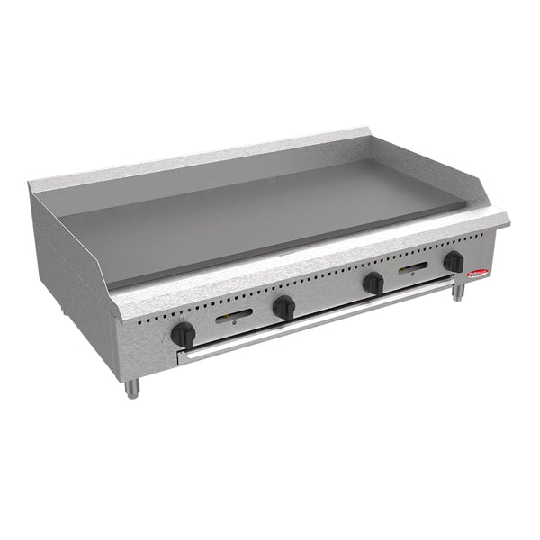 BakeMax BATG48 48" Countertop Themostatic Gas Griddle w/ Manual Controls, 120,000 BTU