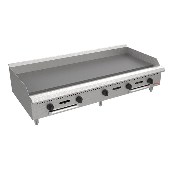 BakeMax BACG60-5 60" Countertop Heavy Duty Natural Gas Griddle w/ Manual Controls, 150,000 BTU