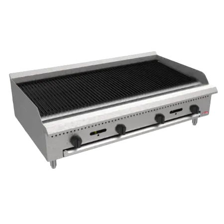 BakeMax BACGG48-8 48" Countertop Natural Gas Charbroiler w/ Manual Controls, 120,000 BTU