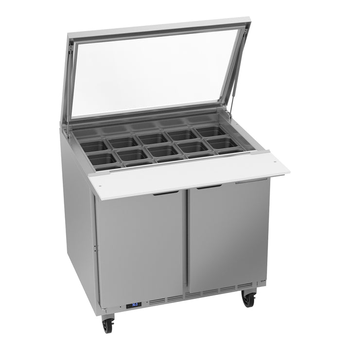 Beverage-Air SPE36HC-15M Elite Series 36" Two Door Mega Top Refrigerated Sandwich Prep Table