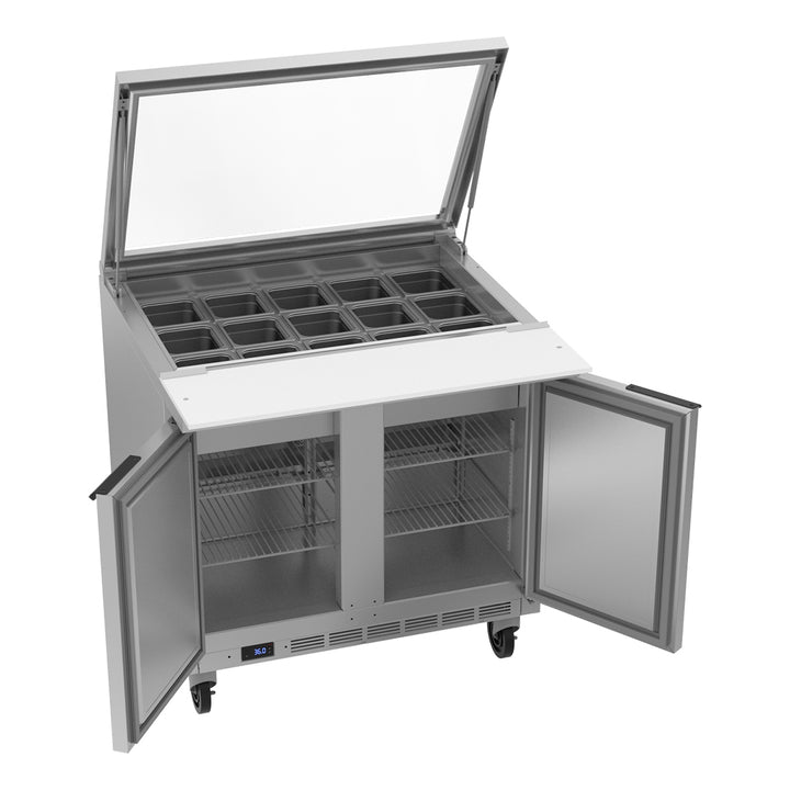 Beverage-Air SPE36HC-15M Elite Series 36" Two Door Mega Top Refrigerated Sandwich Prep Table