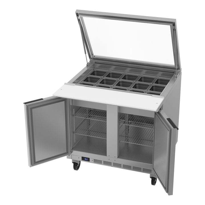 Beverage-Air SPE36HC-15M Elite Series 36" Two Door Mega Top Refrigerated Sandwich Prep Table