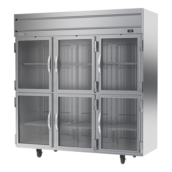 Beverage-Air HFPS3HC-1HG Horizon Series 78" Stainless Steel Glass Half Door Reach In Freezer