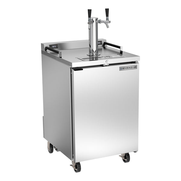 Beverage-Air DZ24-1-S Stainless Steel Double Tap Dual Zone Kegerator Beer Dispenser, (4) 1/6 Keg Capacity