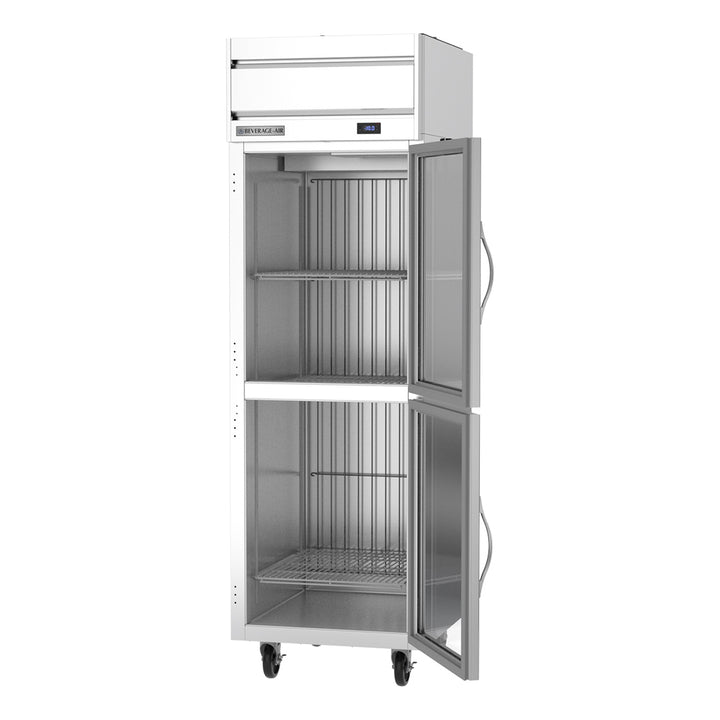 Beverage-Air HFPS1HC-1HG Horizon Series 26" PS Finish Top Mounted Half Glass Door Reach In Freezer