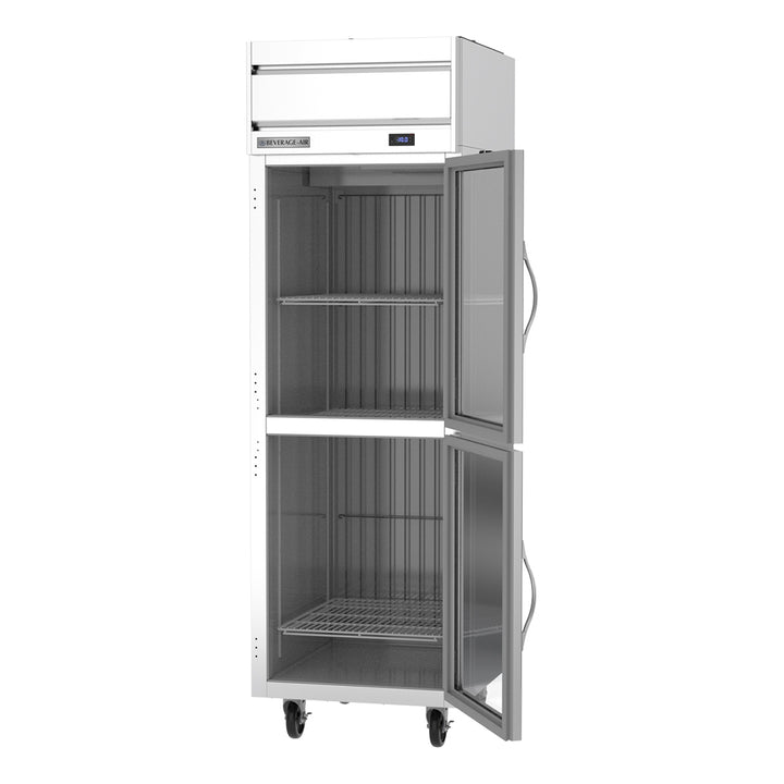 Beverage-Air HFP1HC-1HG Horizon Series 26" P Finish Top Mounted Half Glass Door Reach In Freezer