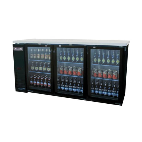 Migali C-BB72G-HC Glass Door Back Bar 72” Wide Refrigerator