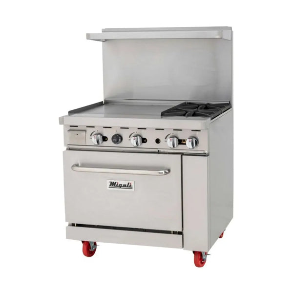 Migali C-RO2-24GL-LP 36” Two Burner Liquid Propane Range with 24” Griddle - The Horecastore