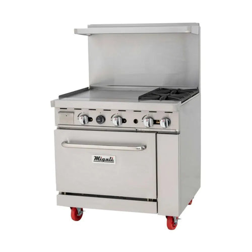 Migali C-RO2-24GL-LP 36” Two Burner Liquid Propane Range with 24” Griddle