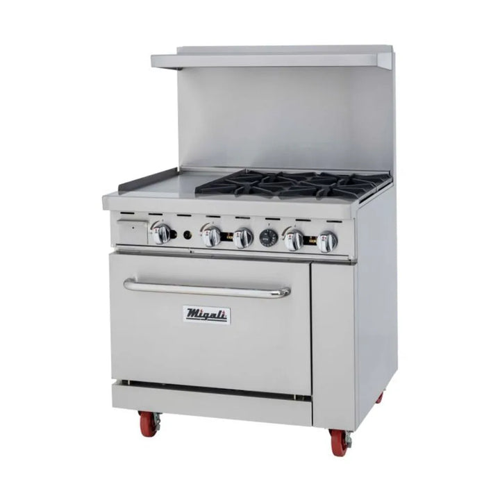 Migali C-RO4-12GL-LP 36” Four Burner Liquid Propane Range with 12” Griddle - The Horecastore