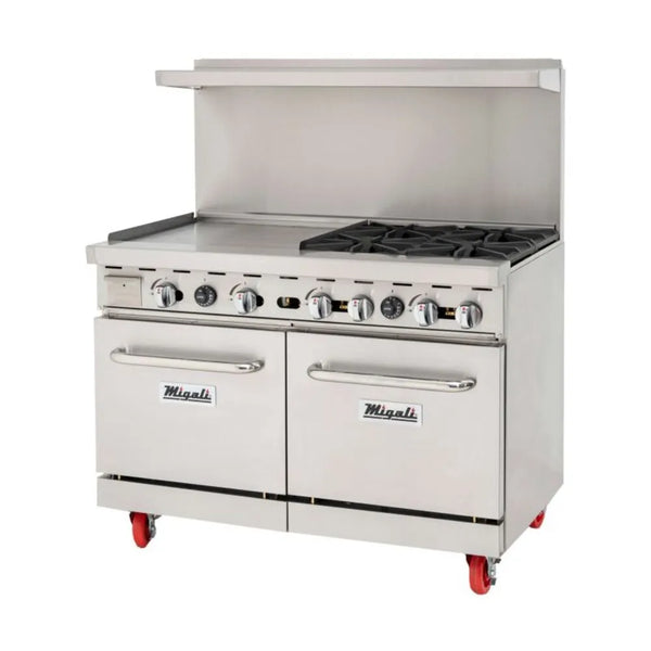 Migali C-RO4-24GL-LP 48” Four Burner Liquid Propane Range with 24” Griddle - The Horecastore