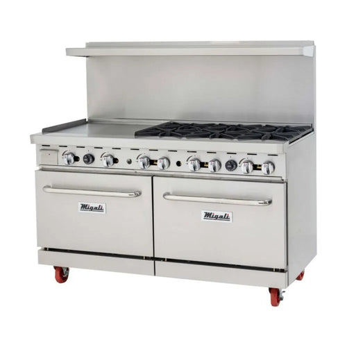 Migali C-RO6-24GL-LP 60” Six Burner Liquid Propane Range with 24” Griddle, Left side