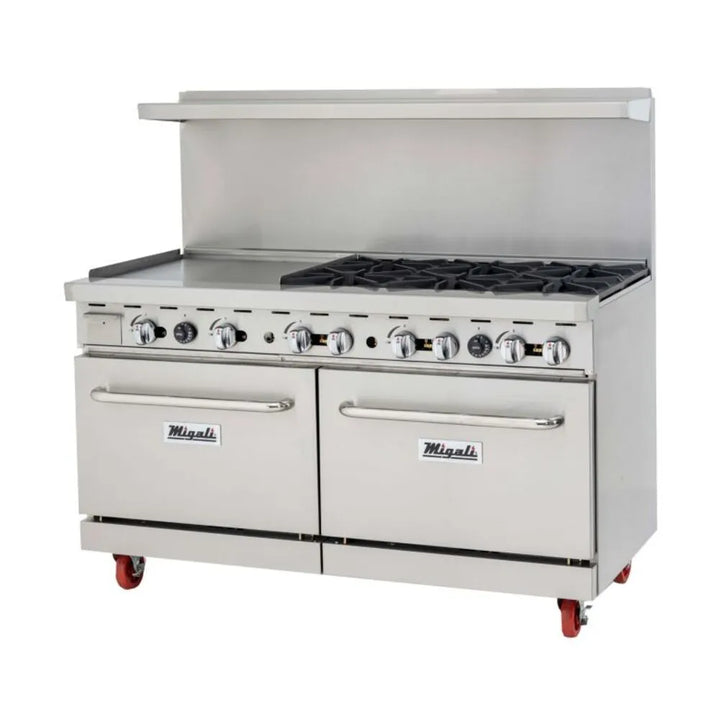 Migali C-RO6-24GL-NG 60” Six Burner Natural Gas Range with 24” Griddle - The Horecastore