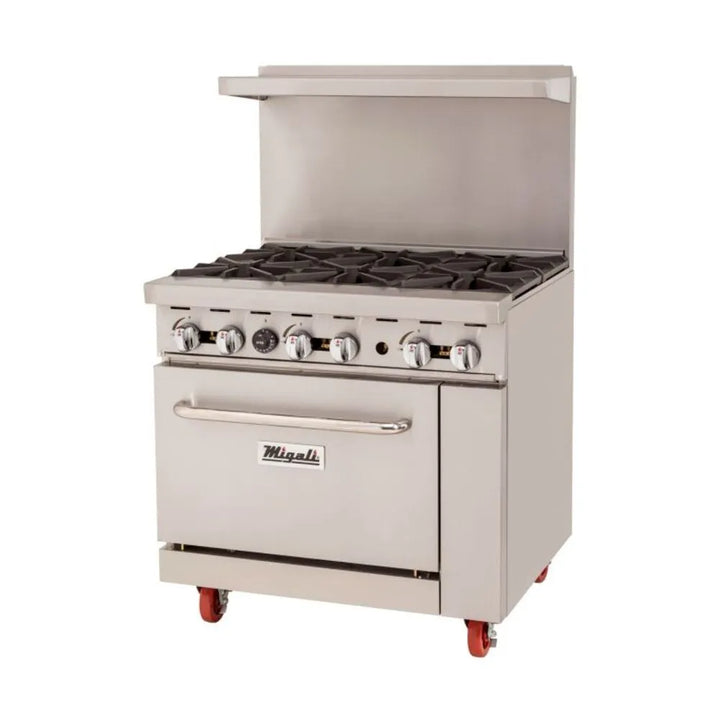 Migali C-RO6-NG 36” Six Burner Natural Gas Range With Oven - The Horecastore