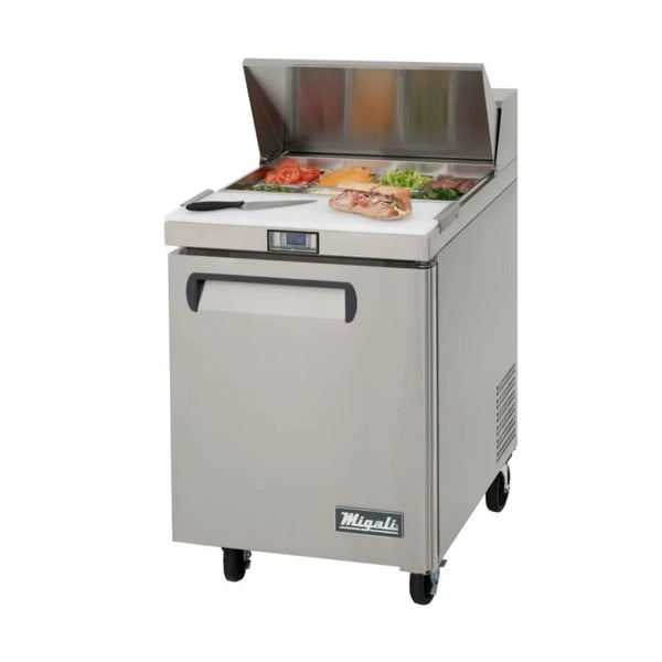 Migali C-SP27-8-HC Eight Pans 27” Standard Top Sandwich Prep Table Refrigerator - The Horecastore