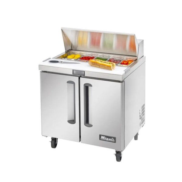 Migali C-SP36-10-HC Ten Pan 36” Wide Standard Top Sandwich Prep Table Refrigerator - The Horecastore