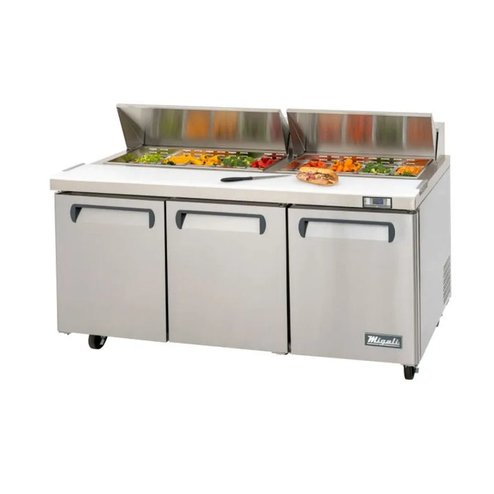 Migali C-SP72-18-HC Eighteen Pans 72” Wide Standard Top Sandwich Prep Table Refrigerator - The Horecastore