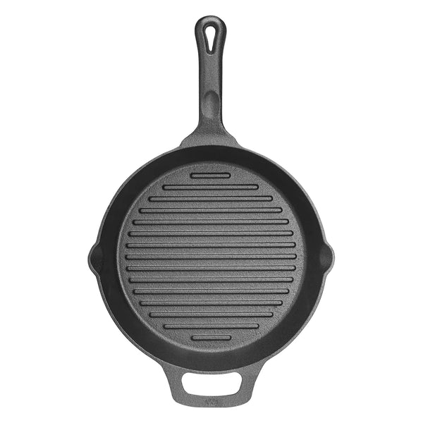 Winco CAGP-10R Cast Iron, Induction Grill Pan, Round, 10-1/4" Dia x 1-3/4" H, Pre-Seasoned