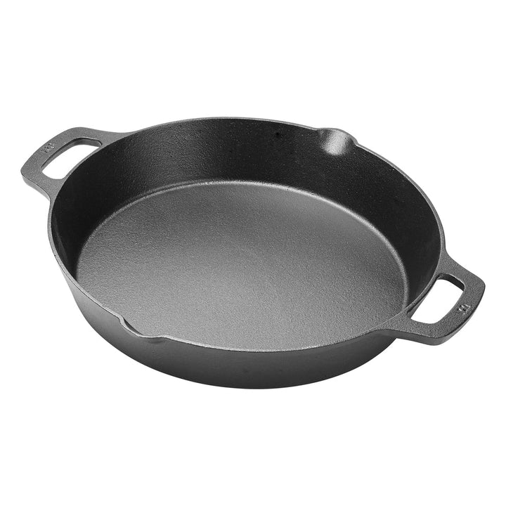 Winco CASD-12 Round Cast Iron Pre-Seasoned Induction Skillet With Dual Handles, 12"