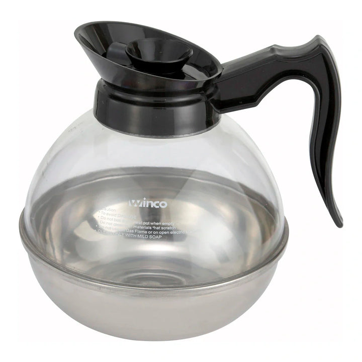 Winco CD-64K 64oz Coffee Decanter, Black, Stainless Steel Base