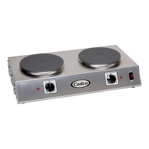 Cadco CDR-2C Double Burner Stainless Steel Portable Electric Side-by-Side Hot Plate with 7 1/2