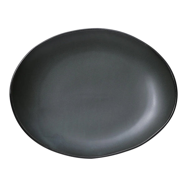 Yanco CH-211 Champs 11" Oval Plate in Black Porcelain with Matte Glaze - Pack of 12