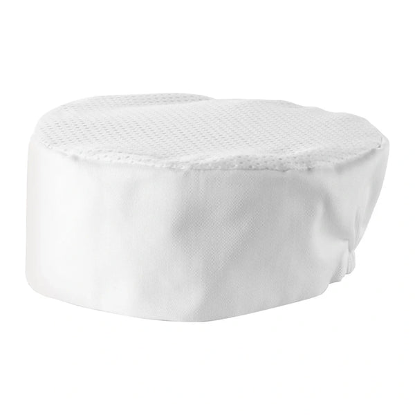 Winco CHPB-3WR 3.5" White Ventilated Pillbox Chef Hat, Regular Size