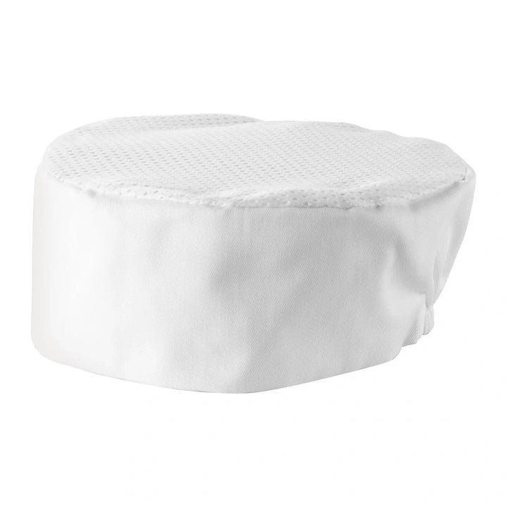 Winco CHPB-3WR 3.5" White Ventilated Pillbox Chef Hat, Regular Size