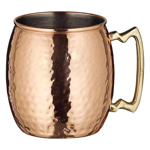 Winco CMM-20H 20 oz. Moscow Mule Mug, Hammered, Copper-Plated, Brass Handle