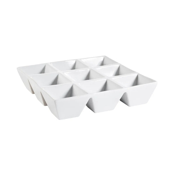 CAC China CMP-SQ9 9 Compartment Square Tray 4ozx9 9" Case of 12 Pcs