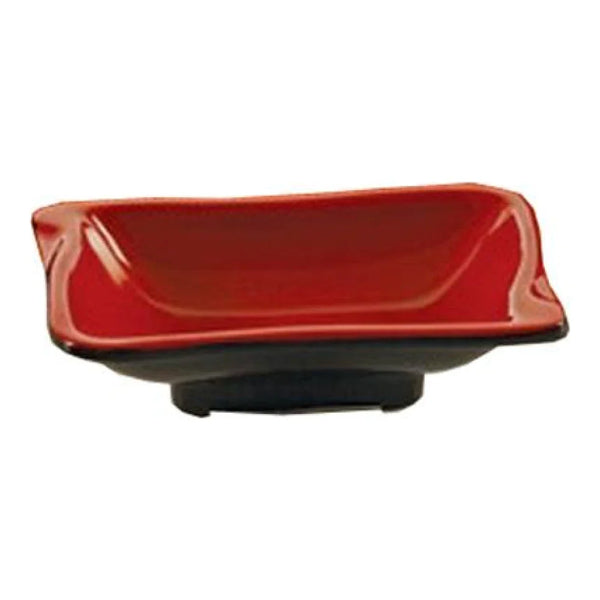 Yanco CR-0002 Two-Tone 4.13" Rectangular Divided Sauce Dish in Black-Red Melamine - Pack of 72