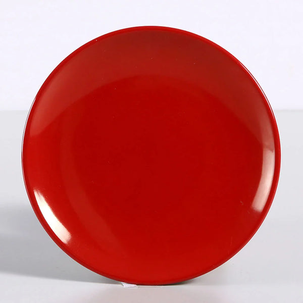 Yanco CR-1307 Black and Red Two-Tone Round Plate, Coupe Shape, 7" Diameter, Melamine, Pack of 48