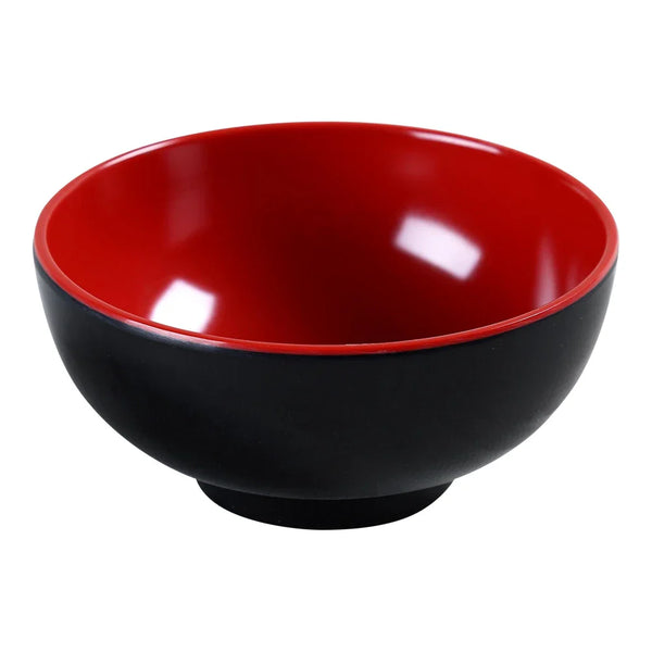 Yanco CR-131 Two-Tone 4.75" Round Rice Bowl in Black-Red Melamine - Pack of 48