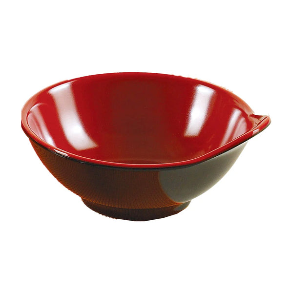 Yanco CR-3545 Two-Tone 5" Round Sauce Bowl with Pour Spout in Black-Red Melamine - Pack of 48