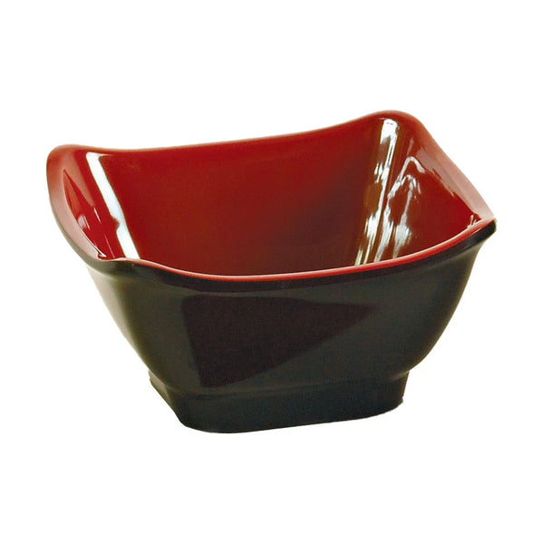 Yanco CR-5450 Two-Tone 4.75" Square Bowl in Black-Red Melamine - Pack of 48