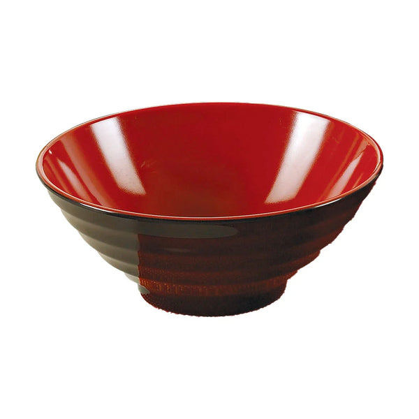 Yanco CR-566 Two-Tone 7" Round Noodle Bowl in Black-Red Melamine - Pack of 48