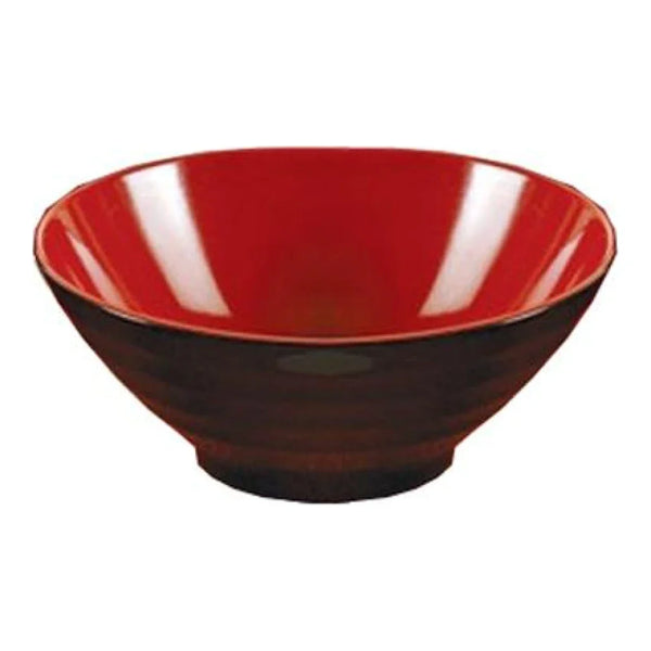 Yanco CR-586 Two-Tone 9" Round Noodle Bowl in Black-Red Melamine - Pack of 24