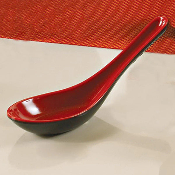 Yanco CR-7001 Two-Tone 5.5" Soup Spoon in Black-Red Melamine - Pack of 72