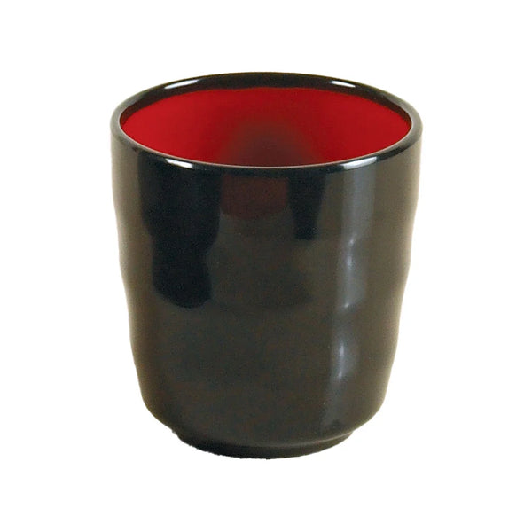 Yanco CR-9305 Two-Tone 3" Tea Cup in Black-Red Melamine, 7oz - Pack of 48